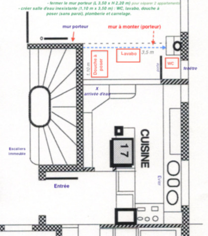 Mur de sparation entre 2 appartements + salle d'eau neuve - 1